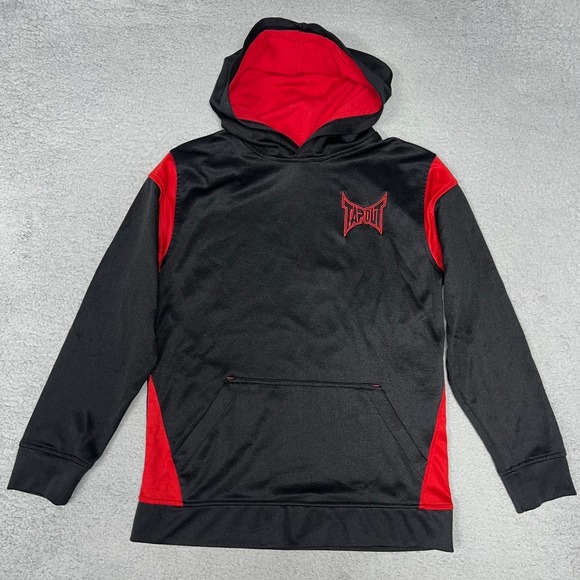 Tapout Other - VTG Tapout Hoodie Youth Sz XL 18/20 Black Red Embroidered Logo Athletic Sweater‎
